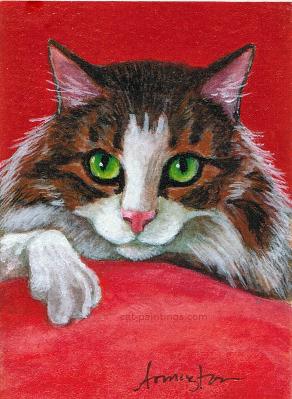 Maine coon cat Christmas painting
