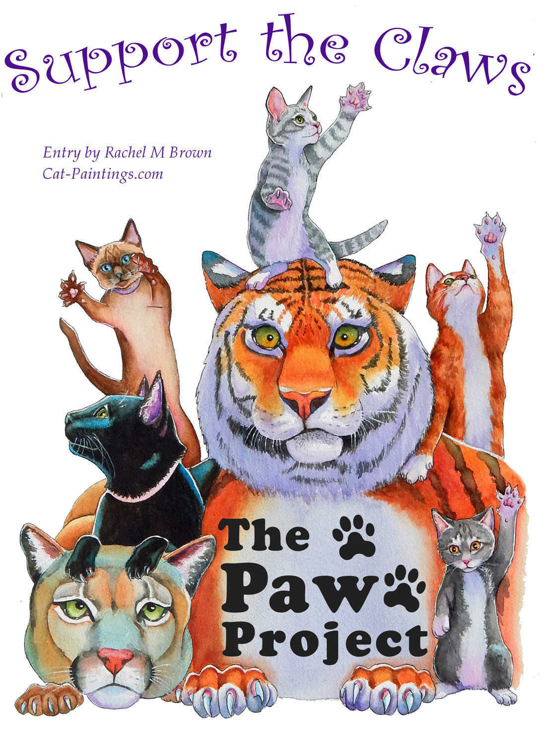 The Paw Project Tiger T-Shirt by artist Rachel M Brown