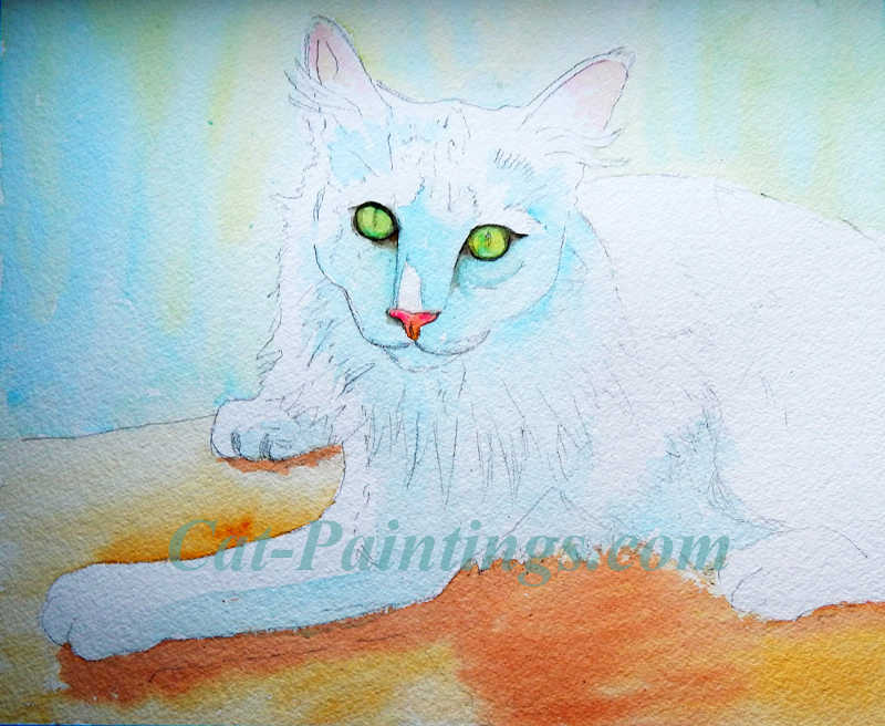 watercolor painting of calico cat commission