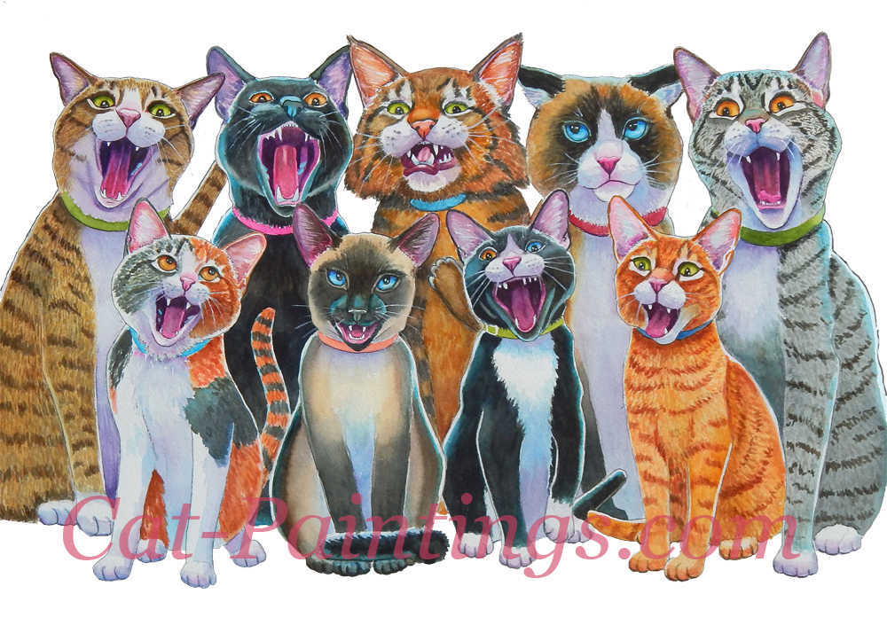 caroling cats by Rachel M Brown