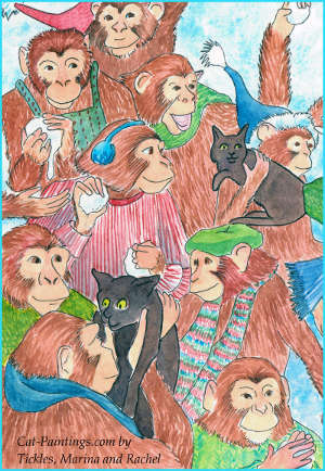 Cat & Monkey Fun at Christmas