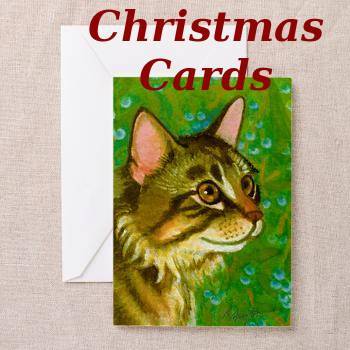 Mistletoe Christmas Cards with Maine Coon Cat