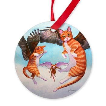 angel cat and mouse ornament