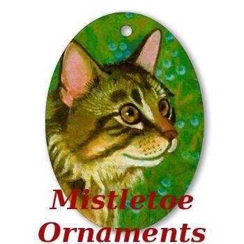 cat and mistletoe ornament oval