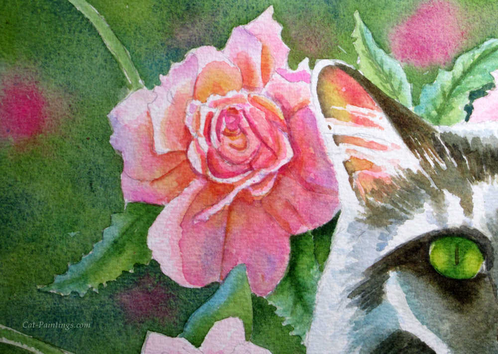flower and cat painting