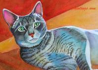 grey cat painting