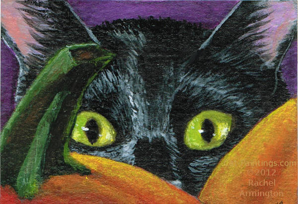 black cat ACEO Halloween picture 