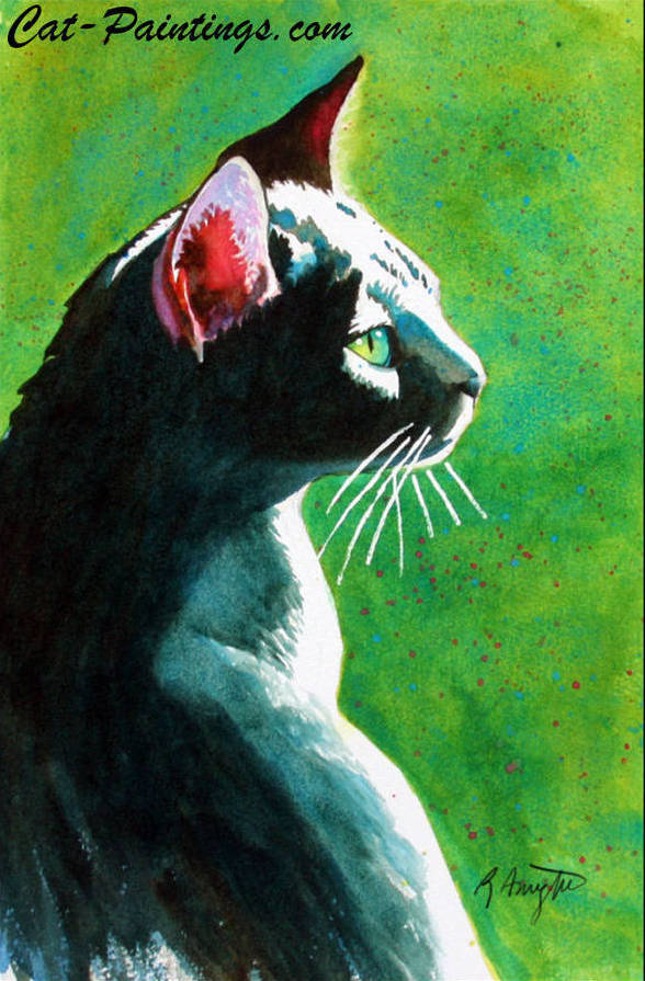 Tickles the Black beautiful cat painting