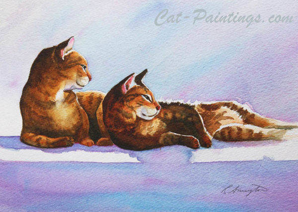tabby cat painting summer sun porch