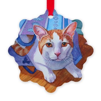 Snowflake Christmas Ornament of Alphie Cat