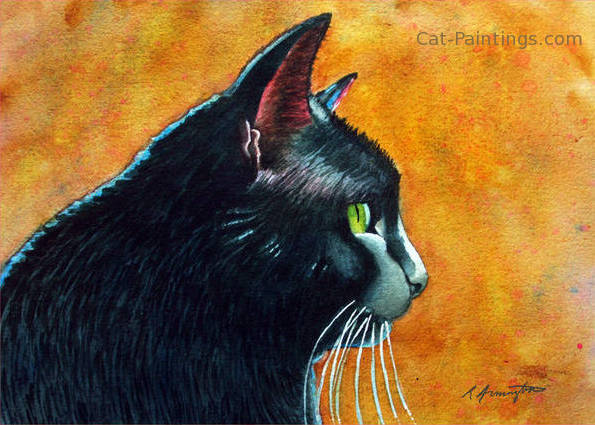 Halloween black cat painting