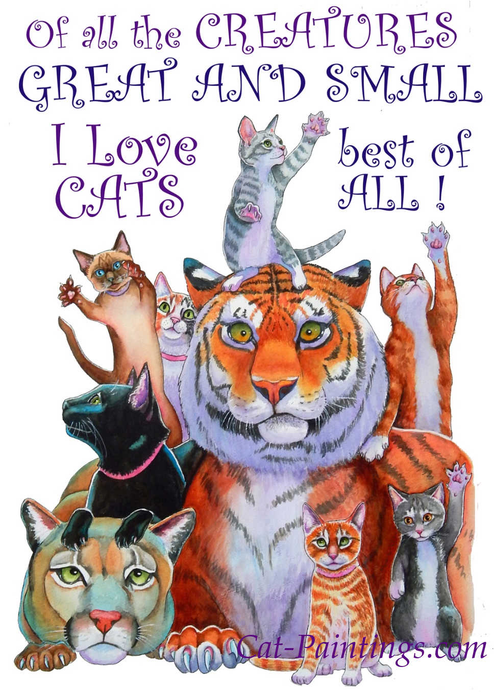 I Love Cats Original Art by Rachel Brown