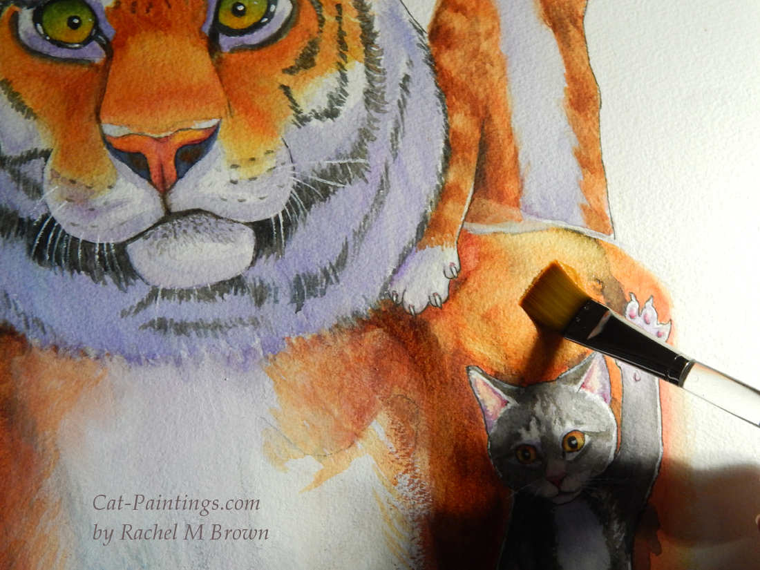 Tiger being painte by artist Rachel M Brown