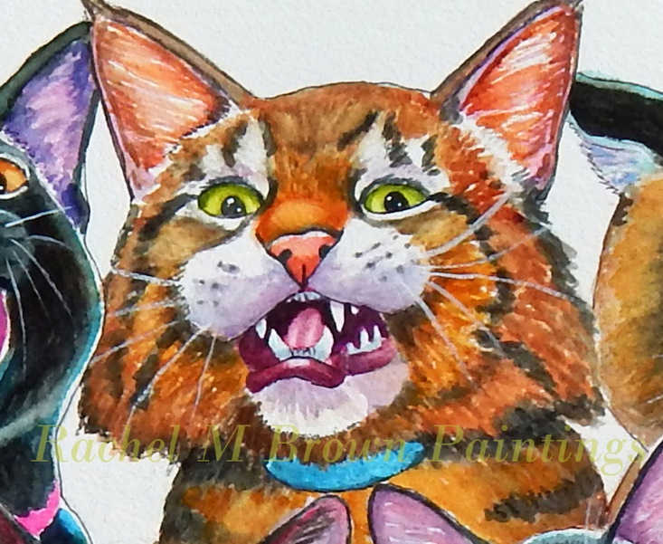 Rachel M Brown crazy cat painting