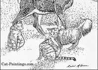 Illustration of cats and deer
