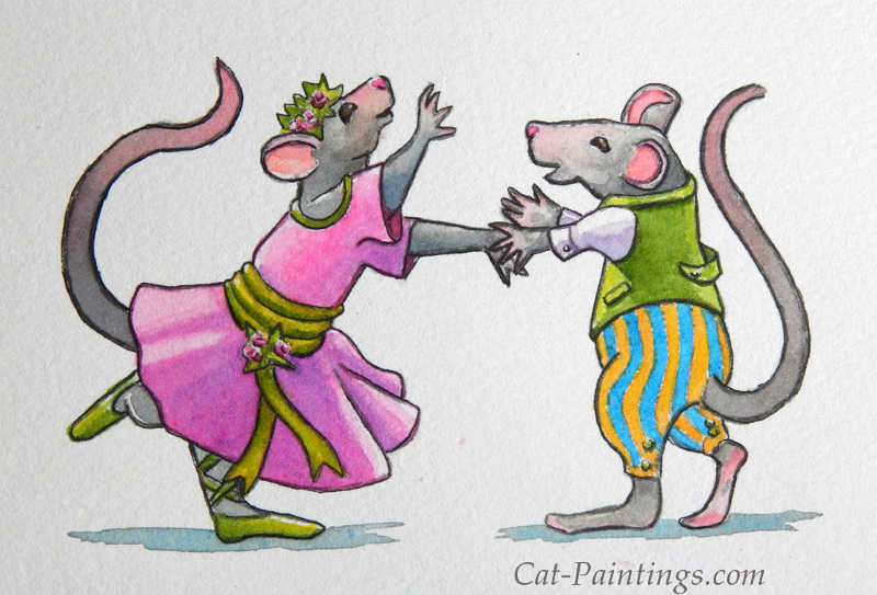 mice dancing painting