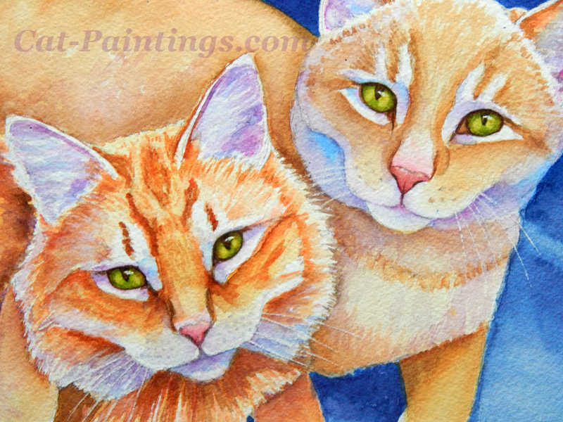Commissioned Painting of two cats for Pat Brody Fund Raiser